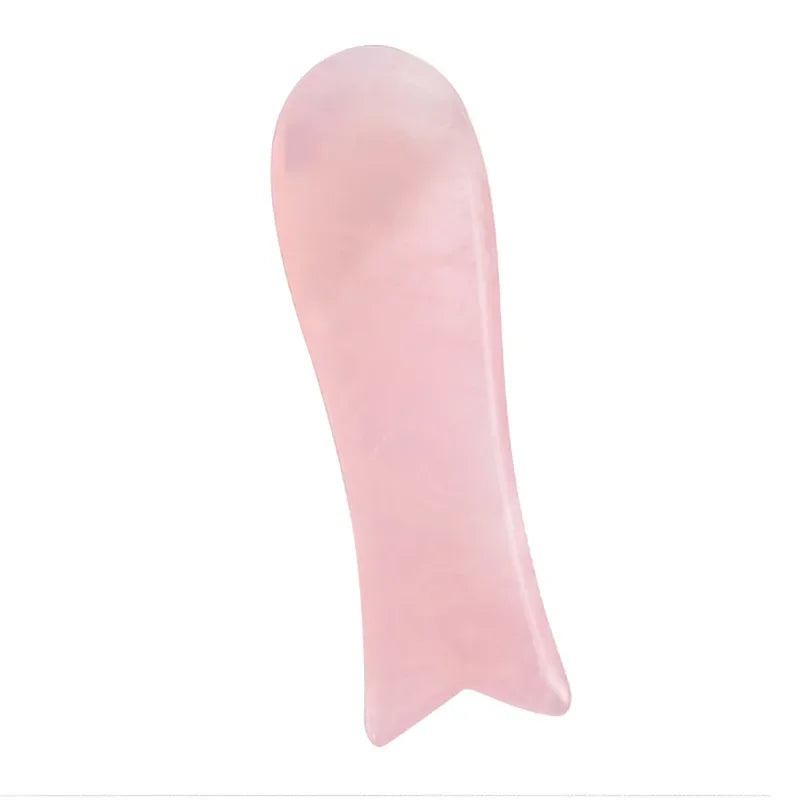 Rose quartz gua sha tool for facial and body massage therapy